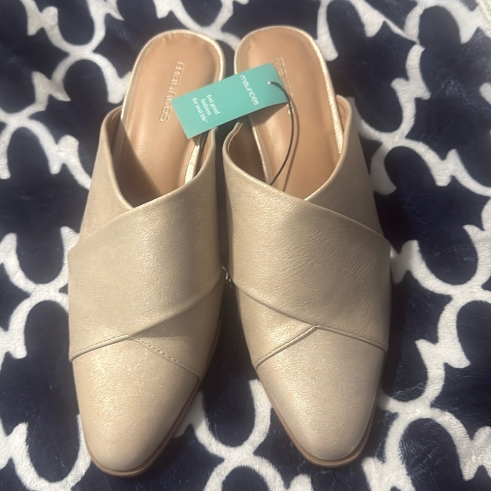 Brand new champagne mules. Tags still on